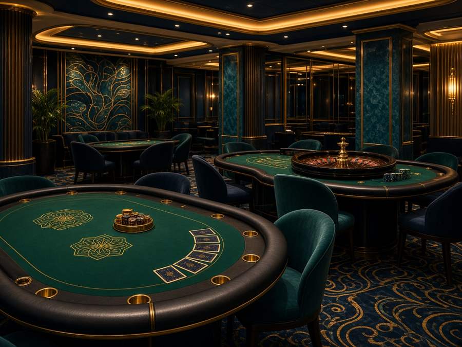 Espace casino élégant à bord
